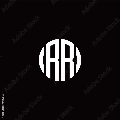 initial R R letter with circle style logo template vector