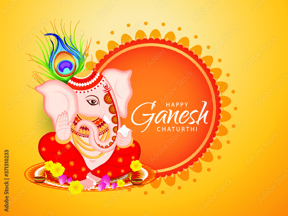 Vector Illustration of Lord Ganesha. Indian God famous for festival Ganesh  Chaturthi. Creatives ideal for Social Media and wedding card cover designs  Stock Vector | Adobe Stock