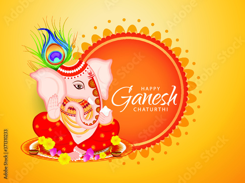 Vector Illustration of Lord Ganesha. Indian God famous for festival Ganesh Chaturthi. Creatives ideal for Social Media and wedding card cover designs