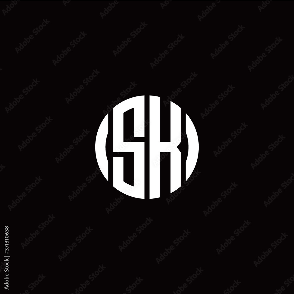 initial S K letter with circle style logo template vector initial S K letter with circle style logo template vector