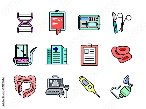 Healthcare and Medical vector filed colored line icons style 1 vol 4
