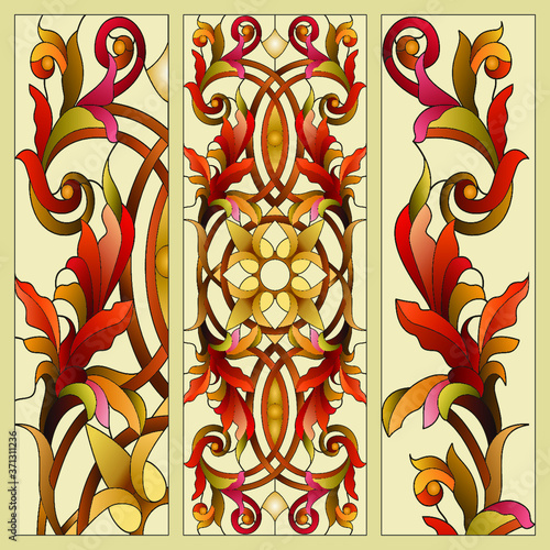 Stained glass floral vitrage