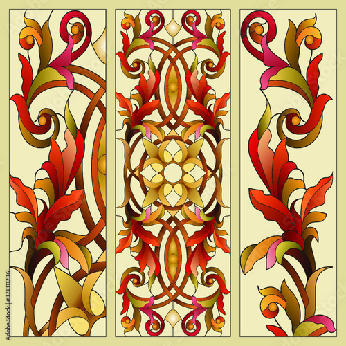 Stained glass floral vitrage photo