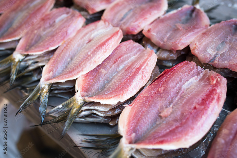 Fresh Clean and Open Raw Sardines at Fish Market Fresh Clean and Open Raw Sardines at Fish Market