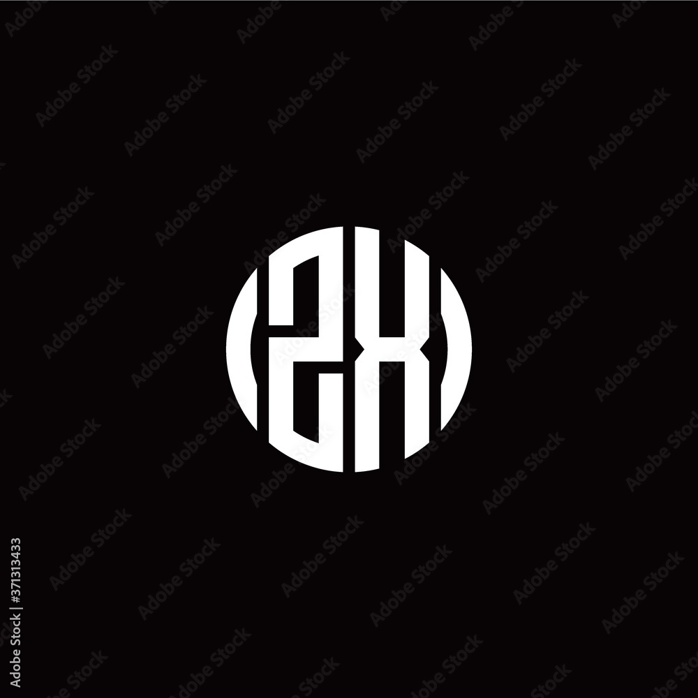 initial Z X letter with circle style logo template vector initial Z X letter with circle style logo template vector