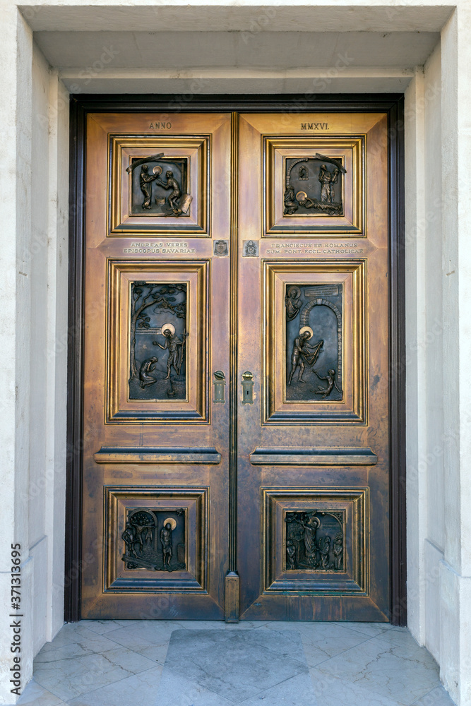 Door of the Szombathely Cathedral in Hungary Door of the Szombathely Cathedral in Hungary