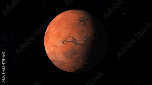 Mars in space. Ultra realistic 3D render.