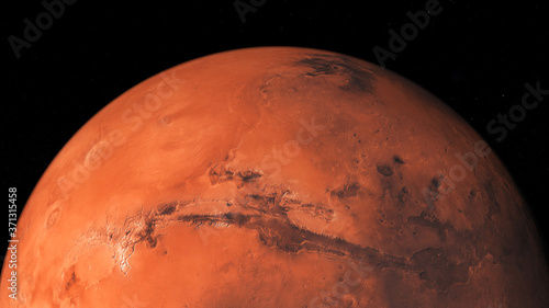 The northern hemisphere of planet Mars. Photo realistic 3D render.