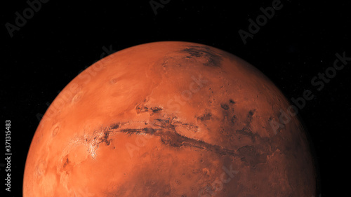 The north hemisphere of planet Mars. Photo realistic 3D render.