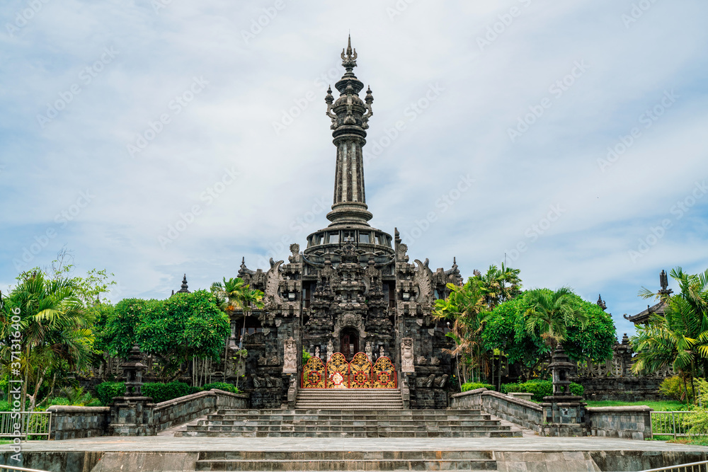 Entrance to the Bajra Sandhi Monument in the center of Denpasar Bali. A popular landmark in the center of Denpasar. The 45 meter high monument is a symbol of the Balinese struggle for independence