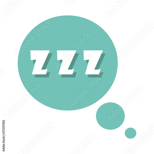 slang bubbles, zzz green round sticker over white background, flat icon design