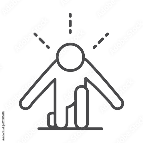 front view runner position of start sport race line icon design
