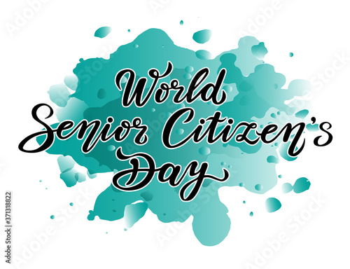 world senior citizens day. lettering text design. black color calligraphy. can use for print or web.