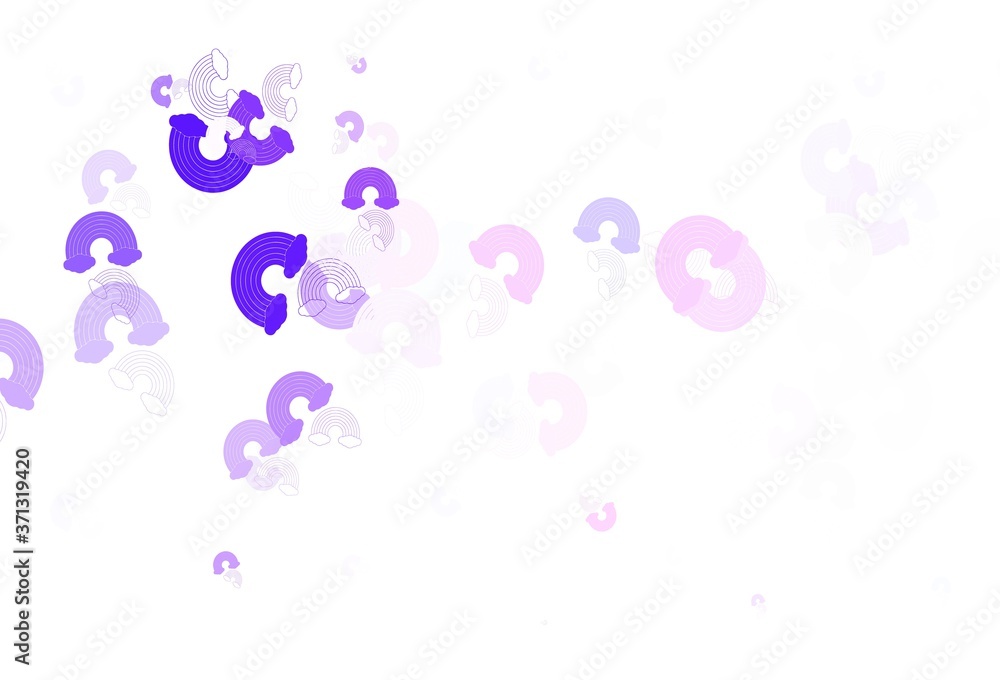 Light Purple vector texture with rainbows, clouds. Light Purple vector texture with rainbows, clouds.