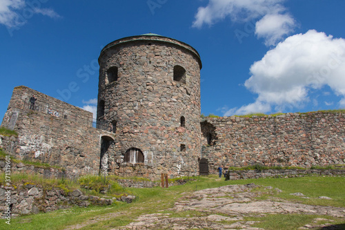 Bohus Fortress inside in a sunny day, Kung , , Bohusl n, Sweden. photo
