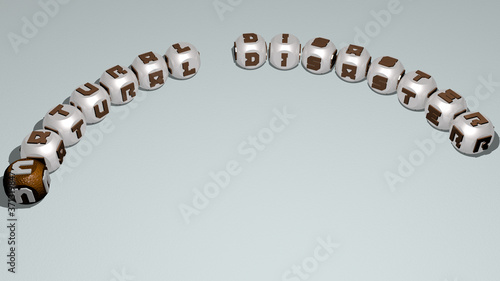 NATURAL DISASTER curved text of cubic dice letters - 3D illustration for background and beautiful photo