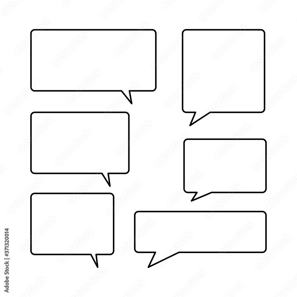 Speech bubble set The outline is black and there is space for white text. Isolated on white background Speech bubble set The outline is black and there is space for white text. Isolated on white background