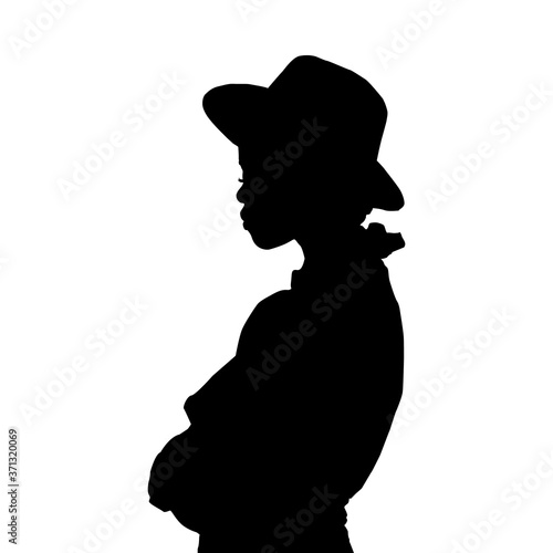 Silhouette black women or female isolated on white background