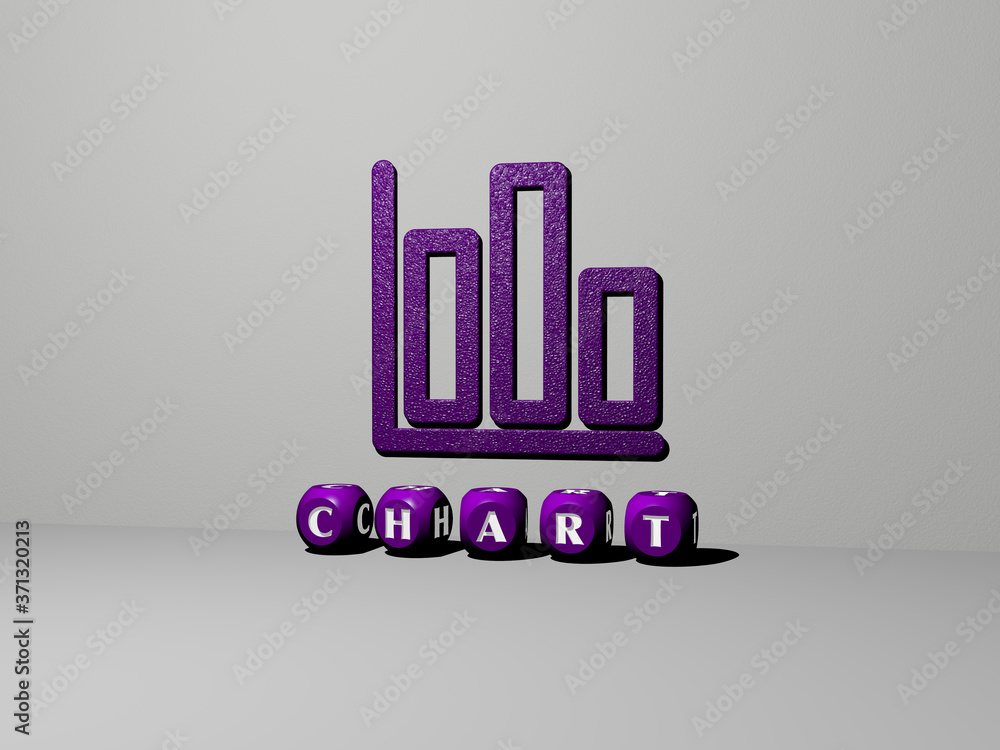 3D graphical image of chart vertically along with text built by ...
