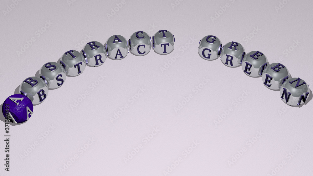 ABSTRACT GREEN text of dice letters with curvature - 3D illustration for background and design ABSTRACT GREEN text of dice letters with curvature - 3D illustration for background and design