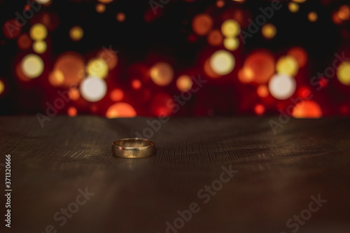 wedding rings on a red velvet