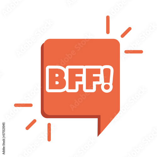 slang bubbles, abbreviation bff over white background, flat icon design