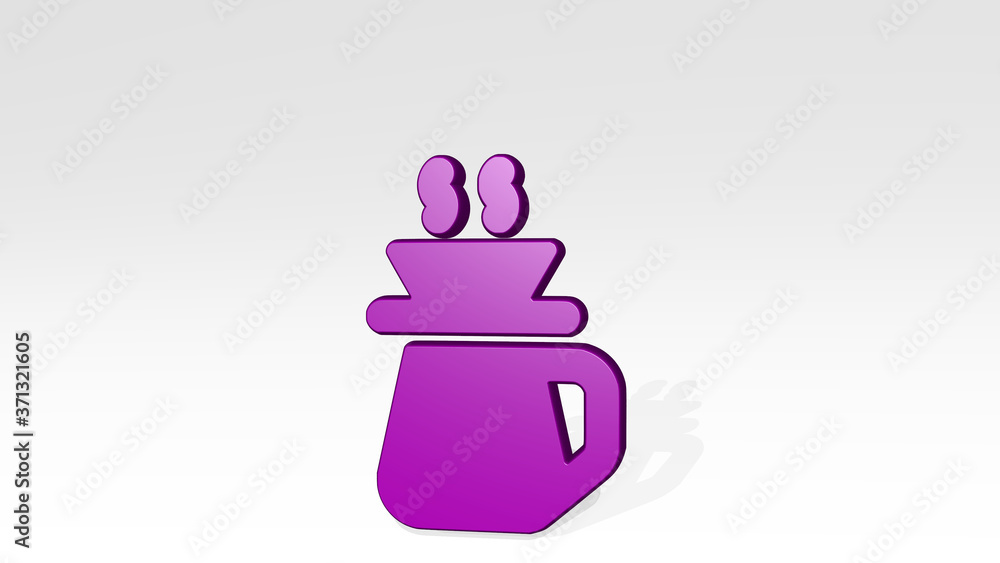 coffee filter 3D icon casting shadow - 3D illustration for background and cup