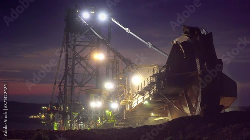Giant Coal Mining Paddle Wheel in the Night