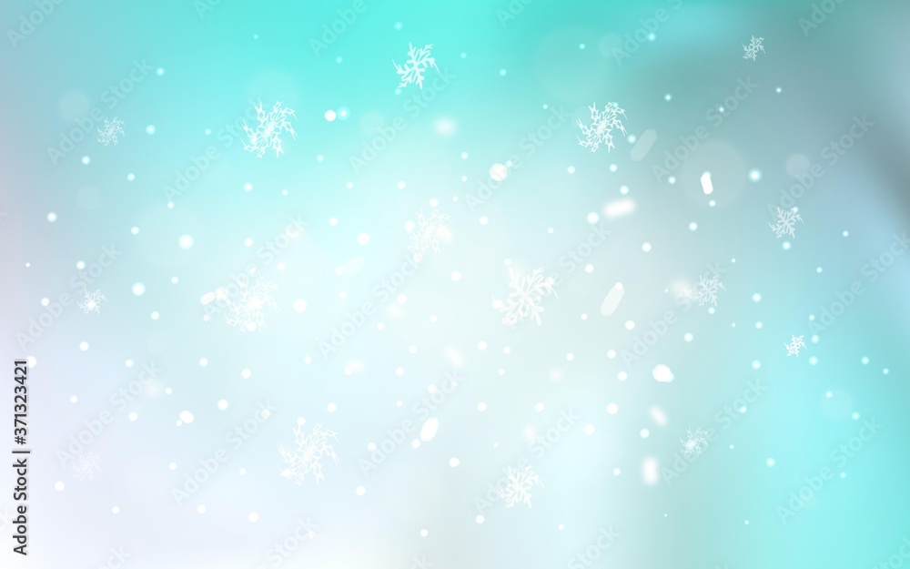 Light BLUE vector cover with beautiful snowflakes. Shining colored illustration with snow in christmas style. The pattern can be used for new year leaflets.