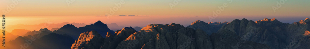 Amazing Sunrise at Sinai Mountain, Beautiful dawn in Egypt, Beautiful view from the mountain