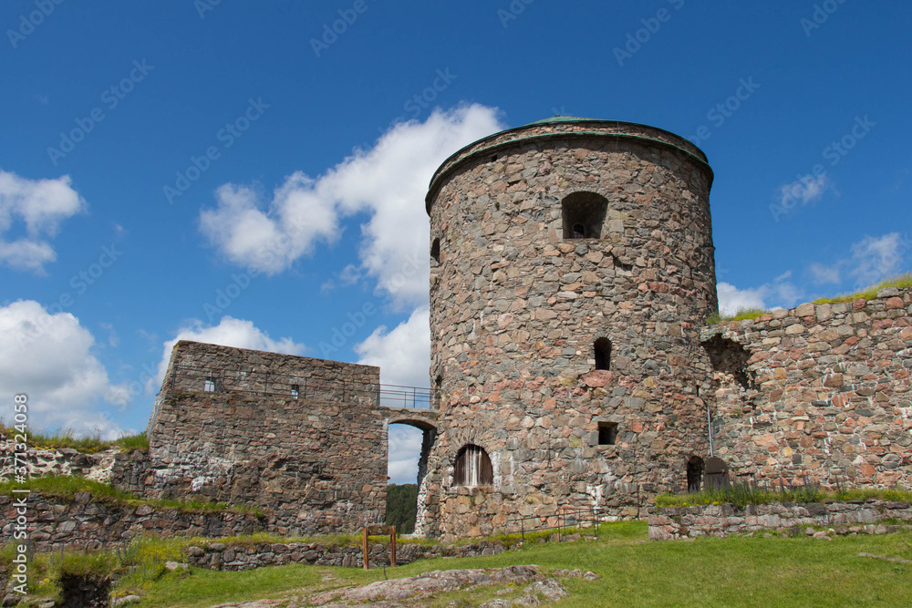 Bohus Fortress inner yard and tower, Kungalv, Bohuslan, Sweden.