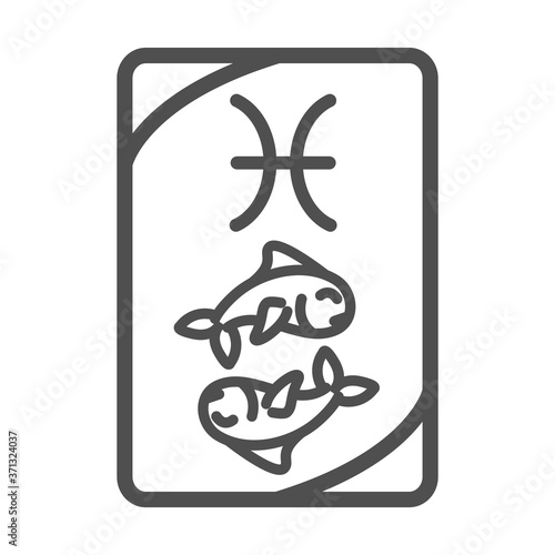 zodiac pisces esoteric tarot prediction card line style icon