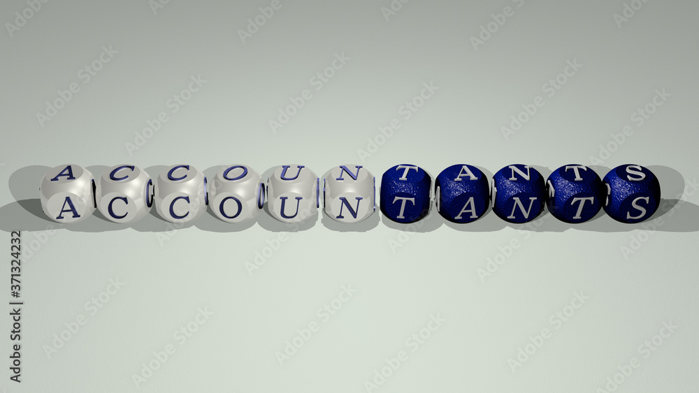 crosswords of ACCOUNTANTS arranged by cubic letters on a mirror floor, concept meaning and presentation for business and office crosswords of ACCOUNTANTS arranged by cubic letters on a mirror floor, concept meaning and presentation for business and office