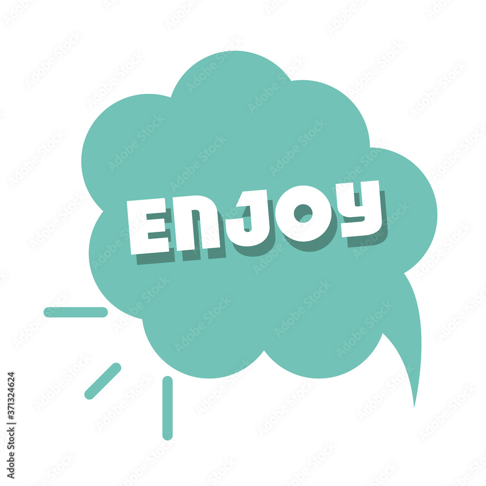 slang bubbles, hand drawn lettering enjoy over white background, flat icon design slang bubbles, hand drawn lettering enjoy over white background, flat icon design