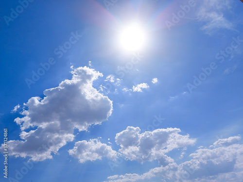 Beautiful blue Sky White clouds Panoramic scene view Cloudy - nature background