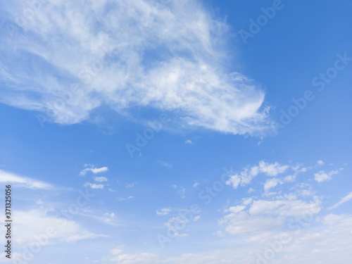 Beautiful blue Sky White clouds Panoramic scene view Cloudy - nature background