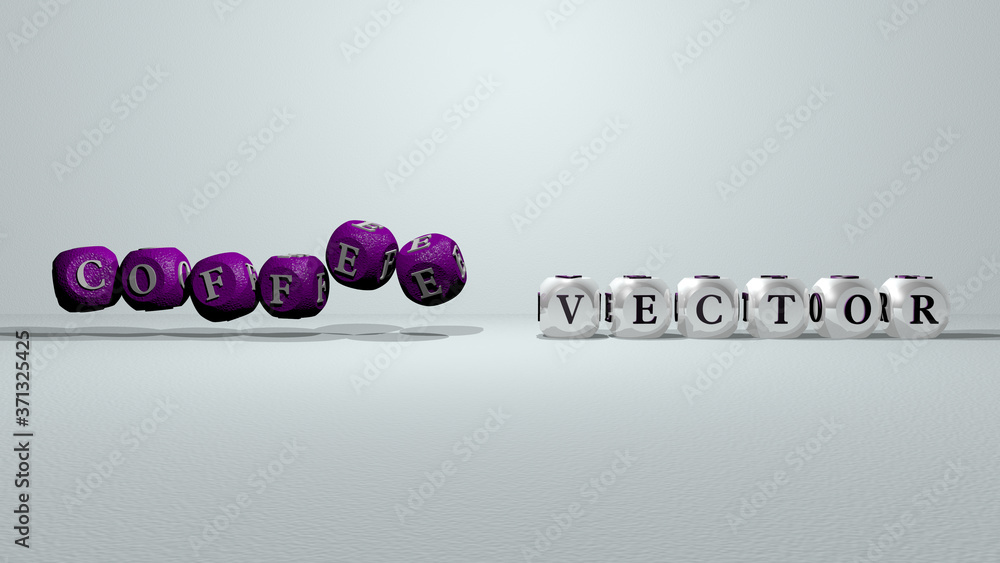 COFFEE VECTOR dancing cubic letters - 3D illustration for background and cup COFFEE VECTOR dancing cubic letters - 3D illustration for background and cup
