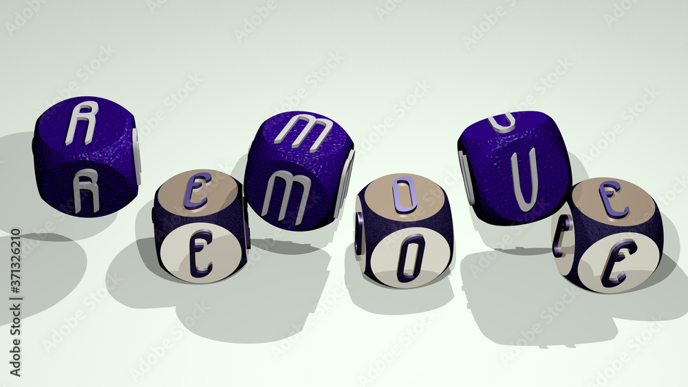 REMOVE text by dancing dice letters - 3D illustration for icon and background REMOVE text by dancing dice letters - 3D illustration for icon and background