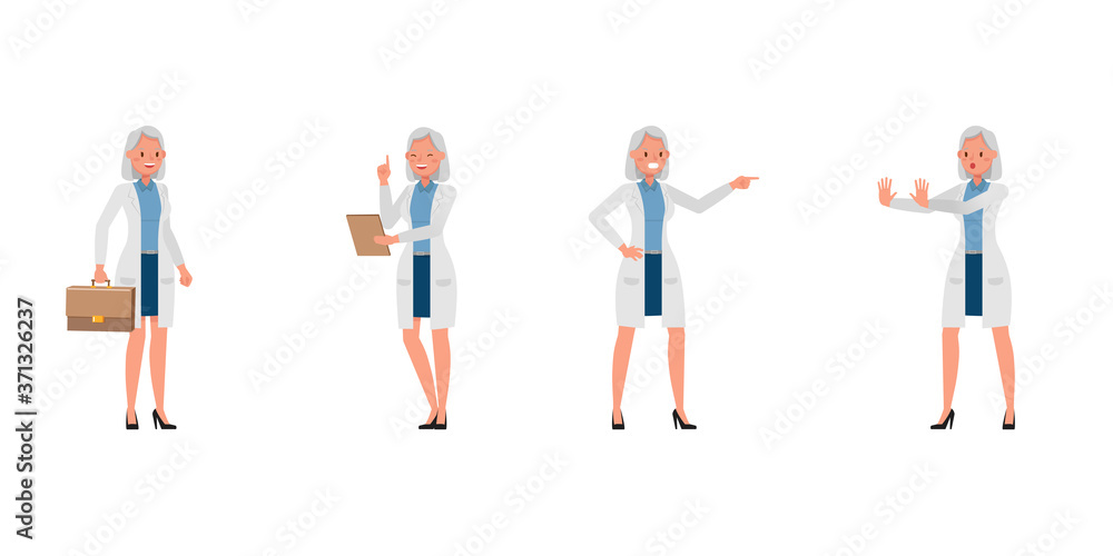 Woman Scientist character vector design. Presentation in various action.