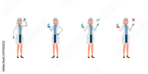 Woman Scientist character vector design. Presentation in various action.