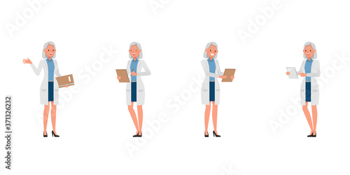 Woman Scientist character vector design. Presentation in various action.