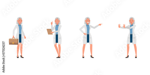 Woman Scientist character vector design. Presentation in various action.