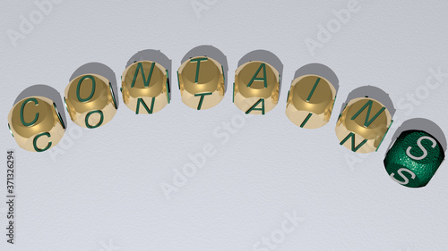 CONTAINS curved text of cubic dice letters - 3D illustration for background and set