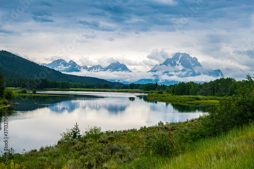 Oxbow Bend in Grand Teton National Park is located just a little over a mile straight east of the Jackson Lake Junction on Highway 89. You can't miss it- it's where the Snake River gets extremely wide © Rose Guinther