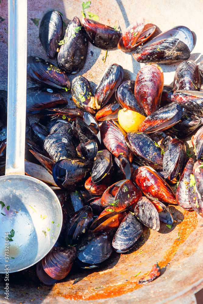Steamed mussels in white wine sauce Steamed mussels in white wine sauce