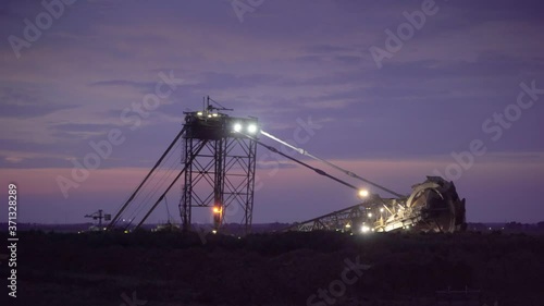 Giant Coal Mining Paddle Wheel in the Night