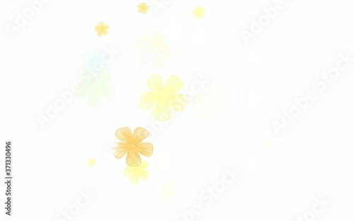 Light Blue, Yellow vector doodle pattern with flowers.