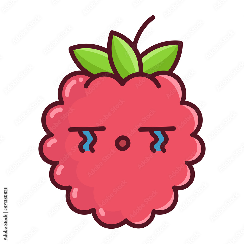 kawaii sad raspberry cartoon illustration kawaii sad raspberry cartoon illustration