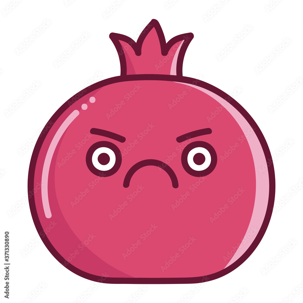 kawaii mad pomegranate fruit cartoon illustration kawaii mad pomegranate fruit cartoon illustration