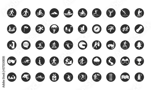 extreme sport active lifestyle block and flat icons set